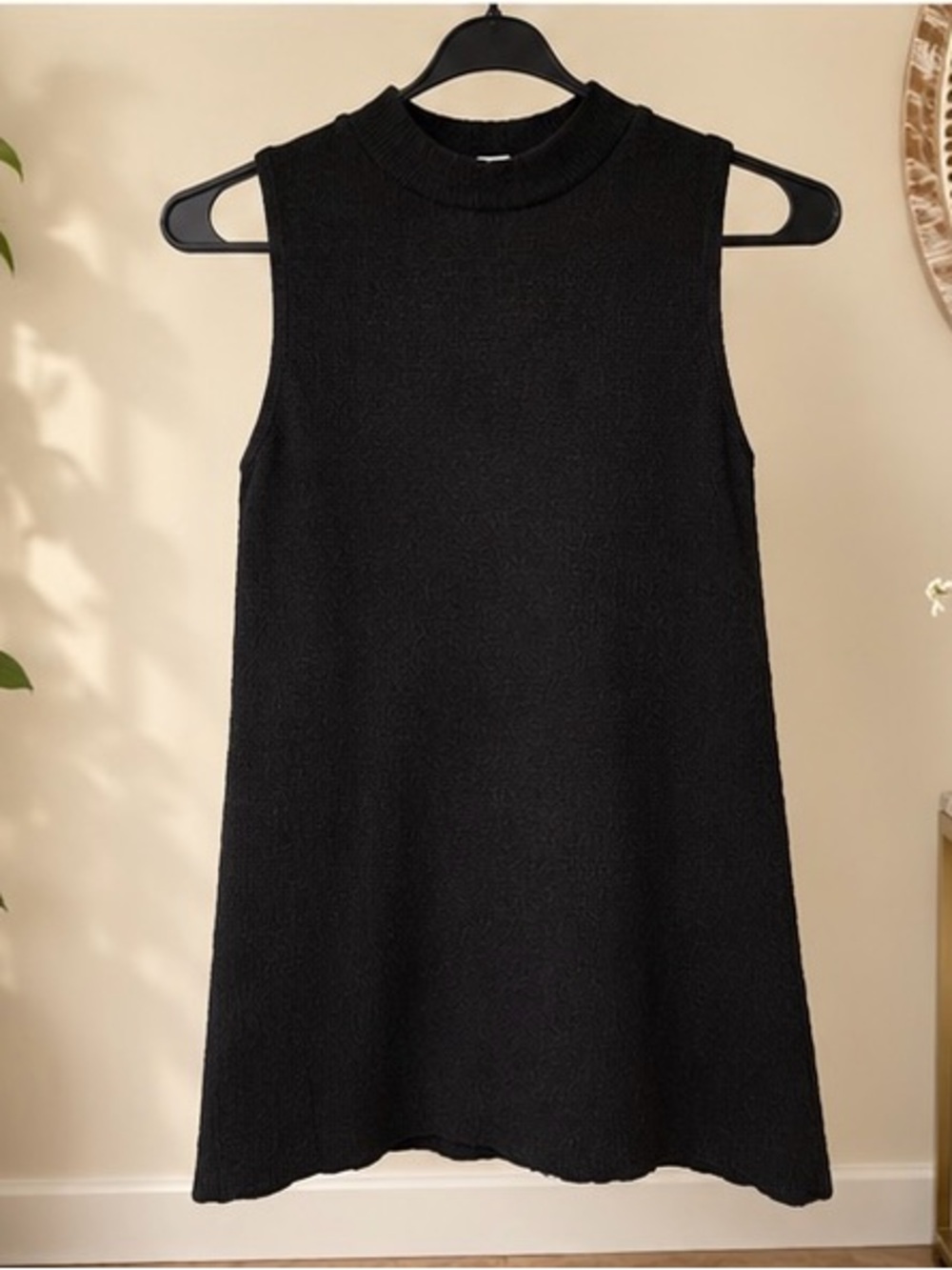 Off-the-Shoulder Black Knit Sweater Tunic
